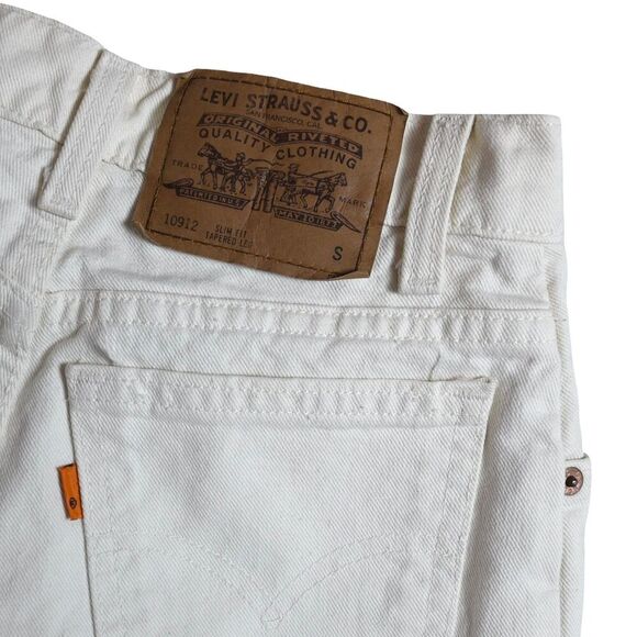 Vintage Levi’s Orange Tab 912 Slim Taper Jeans 3 Short CreamWhite USA High Rise - Picture 4 of 13